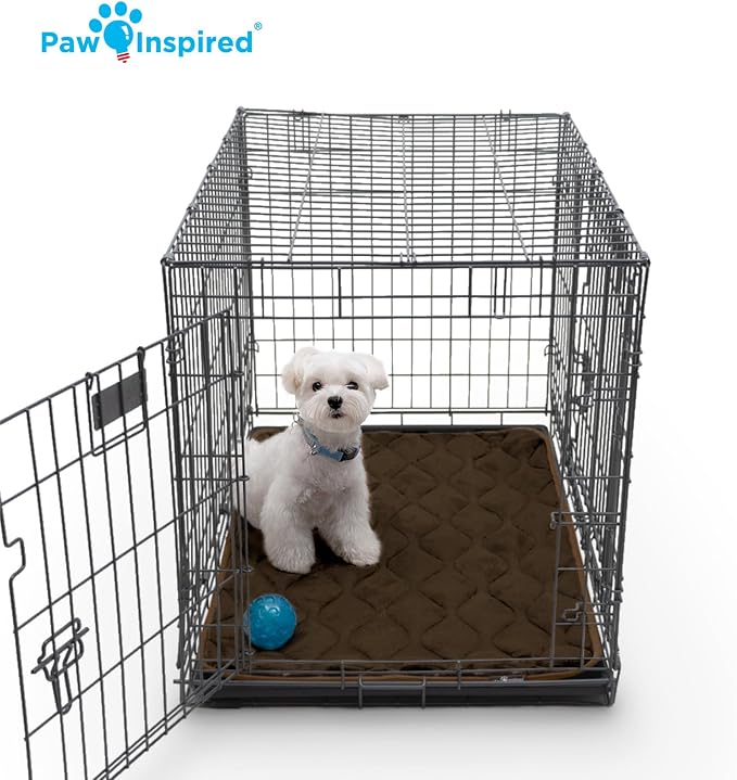 Paw Inspired Washable Padded Crate Mats for Dogs, Dark Brown, 35x22 Inch | Fits 36-inch Kennels, Leakproof, Waterproof Bottom, Plush Dog Pad, Pet Bed - Image 6