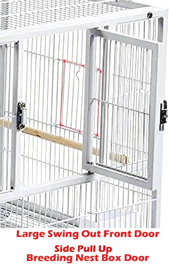 Durable Wrought Iron Single Stackable Center Divided Breeder Breeding Bird Flight Double Rolling Cage Storage Shelf for Aviaries Canaries Cockatiels Lovebirds Finches Budgies Small Parrots - Image 4