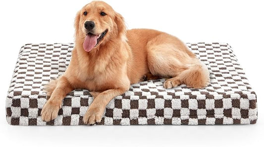 JOEJOY Orthopedic Dog Bed for Large Dogs, Memory Foam Pet Bed with Removable Washable Cover, Cozy Plush Crate Mat, 47×29", Cofffee by JOEJOY