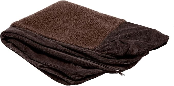 Furhaven Replacement Dog Bed Cover Sherpa & Chenille Sofa-Style, Machine Washable - Coffee, Medium by FurHaven