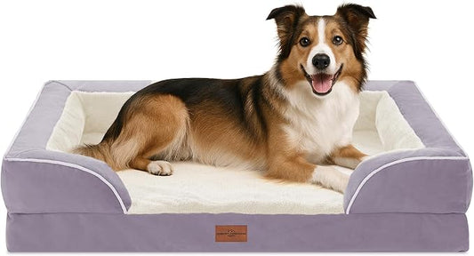 Comfort Expression Orthopedic Dog Beds for Large Sized Dog with Bolster | Waterproof Dog Couch Bed with Washable Cover & Non-Slip Bottom, Supportive Egg Crate Foam Large Pet Bed, 38x25 Inch by ComfortExpression