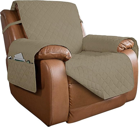 PureFit Reversible Recliner Chair Covers Couch Covers for Dogs, 28 in | Beige/Beige, Water Resistant Couch Protector, Washable Pet Couch Cover with Non Slip and Elastic Straps For Kids by PureFit