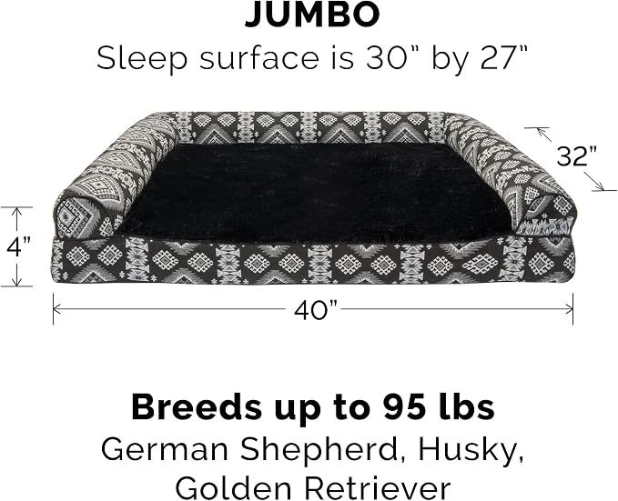 Furhaven Replacement Dog Bed Cover Plush & Southwest Kilim Décor Sofa-Style, Machine Washable - Black Medallion, Jumbo (X-Large) - Image 3