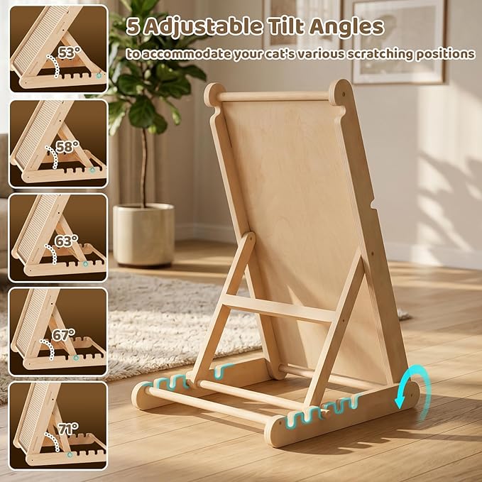 XiaZ Cat Scratcher, 23" Sisal Cats Scratching Board with 5 Adjustable Heights, No Assembly Required, Foldable Cat Scratchers for Indoor Cats and Kittens, Ready to Use - Image 6