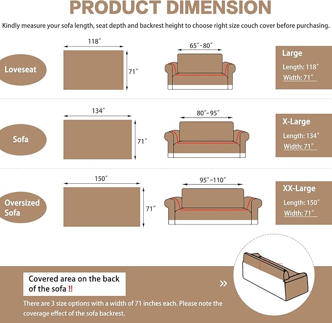DREAMINGO Couch Cover Reversible Chenille Furniture Protector Sofa Covers for Pet Kids Coffee Couch Cover for 3 Cushion Couch Sofa Vertical Stripe Jacquard Sofa Slipcover Sectional, 71"x150" - Image 2