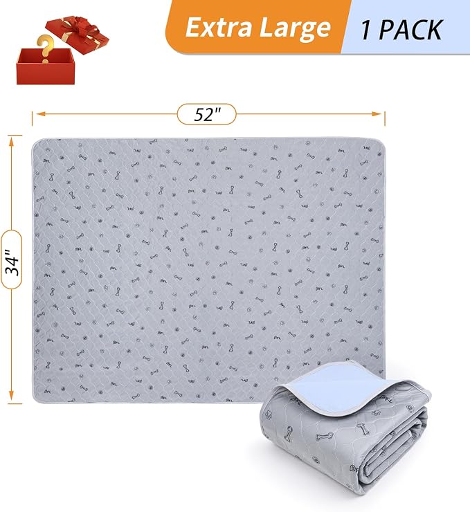 Pee Pads for Dogs Washable,34x52 Reusable Puppy Pads, Absorbent Whelping Pads with Bone Print, Non-Slip Waterproof Pet Training Pads for Couch, Crate, Potty Training - Image 5