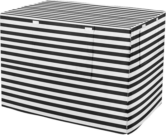 Dog Crate Cover Kennel Cover for Dog Cages Breathable for Wire Cage Indoor Outdoor White Black Stripes by QwThum
