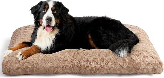 EHEYCIGA XXL Washable Dog Bed for Crate 47x29 Inch, Kennel Pad for Extra Large Dogs Up to 100 lbs, Plush and Comfy Pet Sleeping Mat, Camel by EHEYCIGA