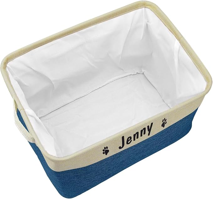PET ARTIST Collapsible Dog Toy Storage Basket Bin with Personalized Pet's Name - Rectangular Storage Box Chest Organizer for Dog Toys,Clothing,Apparel & Accessories-Navy Blue - Image 8