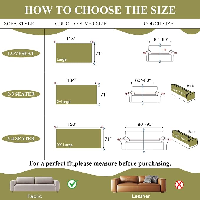 STACYPIK Vintage Jacquard Floral Couch Cover for Dogs, Washable Green Garden Sofa Cover for 3 Cushion Couch, Anti Slip Sofa Covers for Sectional, Boho Chenille Pets Protector for Living Room-71X150IN - Image 4
