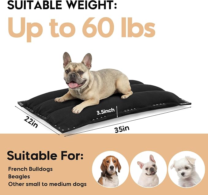 MABOZOO Chew-Proof Dog Bed with Metal Rivets, Durable Kennel Mat for Aggressive Chewers, Waterproof Crate Pad with Shredded Foam Fill for Medium Dogs (Indoor/Outdoor Use) - Image 2