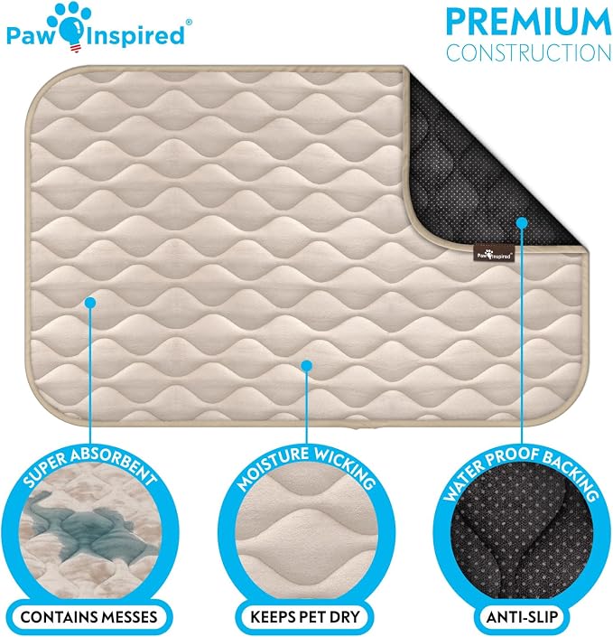 Paw Inspired Washable Padded Crate Mats for Dogs, Beige, 47x29 Inch | Fits 48-inch Kennels, Leakproof, Waterproof Bottom, Plush Dog Pad, Pet Bed - Image 5