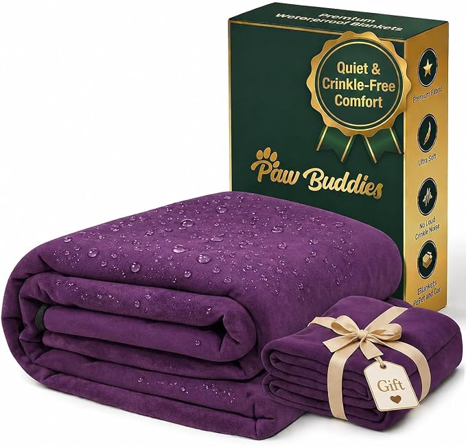 Paw Buddies Premium Waterproof Blanket 80"x90" Velvet-Feel Reversible Throw – Leakproof, Machine Washable Bed & Sofa King Size Protector for Couples, Pets & Travel + Bonus Small Blanket by PAwBuddies