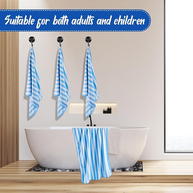 SmoothNovelty 16 Pack Microfiber Bath Towels Bulk 27'' x 60'' Oversized Size Bath Towel Highly Absorbent Extra Large Soft Drying for Beach Shower Summer Salon Sport Gym Party (Stripes,Light Blue) - Image 6