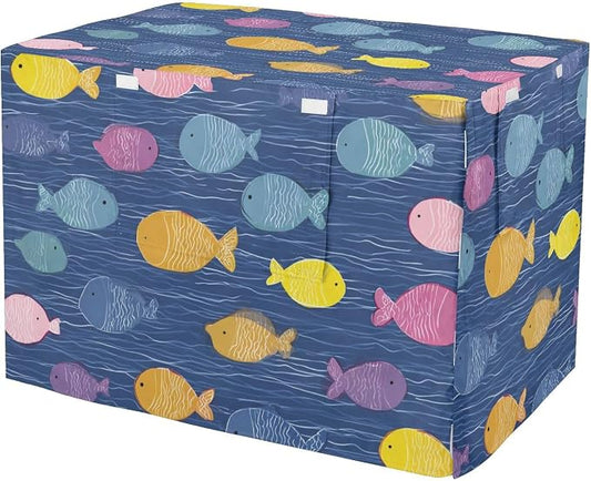 Dog Crate Cover Kennel Cover for Dog Cages Breathable for Wire Cage Indoor Outdoor Blue Water Ripple and Fishes by QwThum