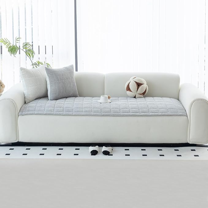 Sofa Couch Cover, Sofa Covers Washable for Dogs, Non-Slip Couch Covers for Sectional Sofa, Sofa Slipcovers for All Seasons Furniture Protector for L Shaped(Light Grey, 27"x 59") - Image 7