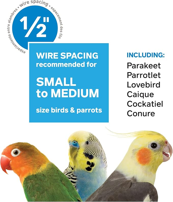 Prevue Pet Products Square Top Parakeet Cage, Black 25.0" L x 21.0" W x 29.5" H - Image 6
