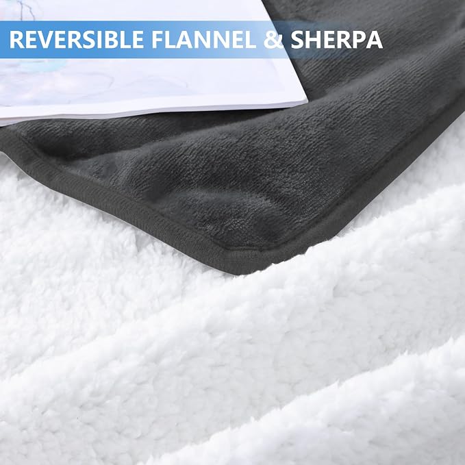 Smiry Waterproof Dog Bed Blanket, Leakproof Pet Throw Blanket for Bed Couch Sofa, Reversible Sherpa Fleece Furniture Protector Cover for Small Medium Large Dogs Cats (Dark Grey, 50x60 inches) - Image 9