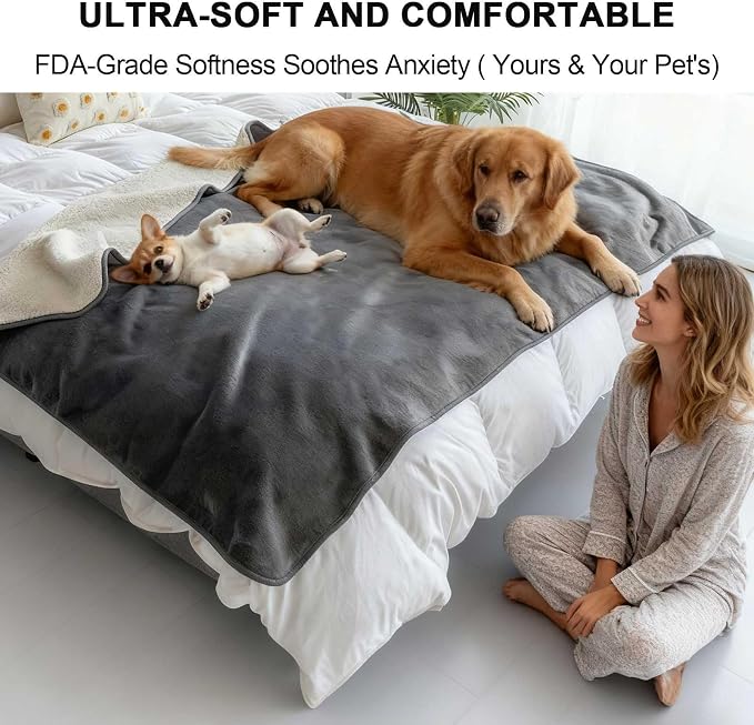 Waterproof Pet Blanket for Bed, Reversible Soft Flannel Love Blanket, Bed Blanket for Couples Washable, Spill-Proof Dog Throw Blanket for Couch, Sofa Protect, Camping,Red,50"x60" - Image 3