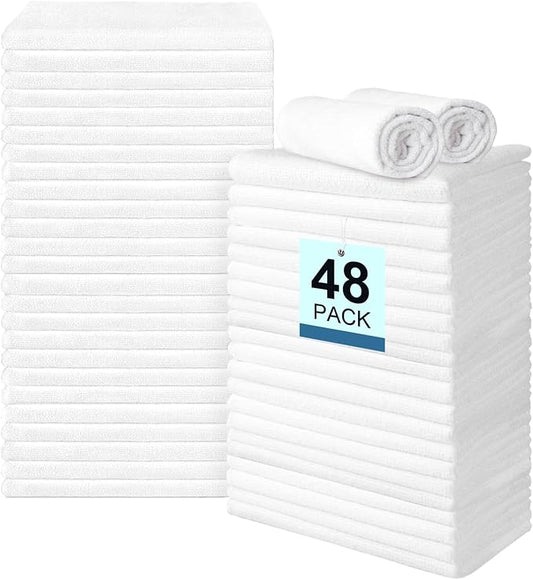 UNIMADE 48 Pack Hand Towels Set - Highly Absorbent and Quick Drying Microfiber Gym Towels, Premium Wash Cloths for Bathroom, Salon, Gym, Shower, Hotel, and Spa - 16x27 inch (White) | Quick Drying Premium Wash Cloths for Bathroom, Salon, Gym, Shower, Ho... by Unimade