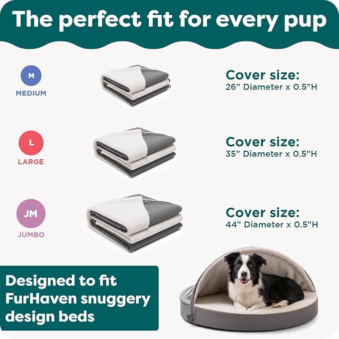 FurHaven Replacement Dog Bed Cover for Sherpa & Suede Snuggery, Fits Cool Gel-Top Foam Beds & Solid Orthopedic Foam Beds, Machine Washable, Large (35 inch), Gray - Image 6