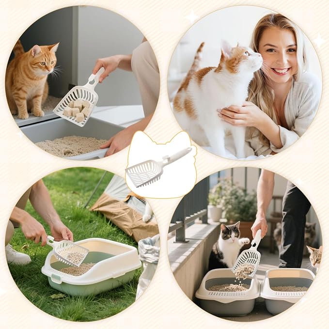 24 Pieces Litter Scoop Bulk for Cats Plastic Pet Kitty Litter Scooper Durable Deep Shovel for Pet Stores Veterinary Clinic, Long Handle White - Image 6