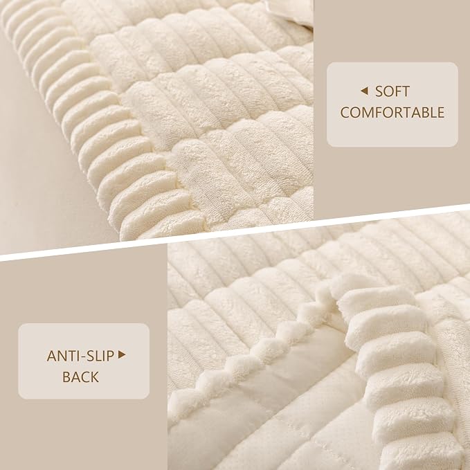 MEETSKY Couch Cover for Dogs, Soft Couch Armrest Covers for Sofa Pet Friendly, Thick Non Slip Couch Protector Recliner Chair Arm Protector Washable, Cream, 27.6" x 27.6" - Image 4