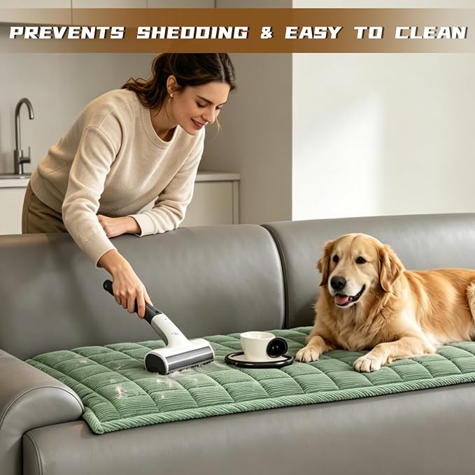 HAOYONG Couch Covers for Dogs Washable, Non Slip Fuzzy Durable Couch Covers for Loveseat Sofa Pet Friendly Furniture Protector Covers Dog Mat for Couches (Dark Green, 27.6"×59.1") - Image 2