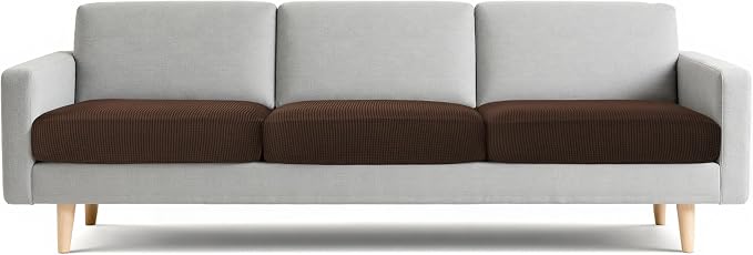 CHUN YI 3 Piece Couch Cushion Covers for XL-Sofa Seat Slipcovers Suitable with Spandex Jacquard Washable Fabric (3 Piece XL-Sofa Cushion Covers, Chocolate) by CHUNYI
