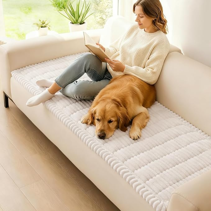 hyha Couch Cover for Dogs, Washable Non Slip Plush Flannel Sofa Protector | Thick Flannel, Silicone Anti-Slip Backing, Pet Hair & Scratch Protection, Fits Sofa & Loveseat (27.6" x 27.6") - Image 2
