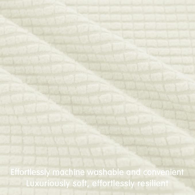 Hokway Stretch Couch Cushion Replacement Slipcovers Reversible Cushion Slipcovers Sofa Cushion Covers(Creamwhite, Large) - Image 5