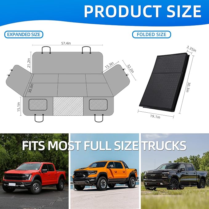 MAXFUT Truck Dog Seat Cover Back Seat,Back Seat Extender for Truck,Dog Hammock,Hard Bottom Car Seat Cover,Pet Seat Cover for F150/RAM1500/Silverado - Image 6