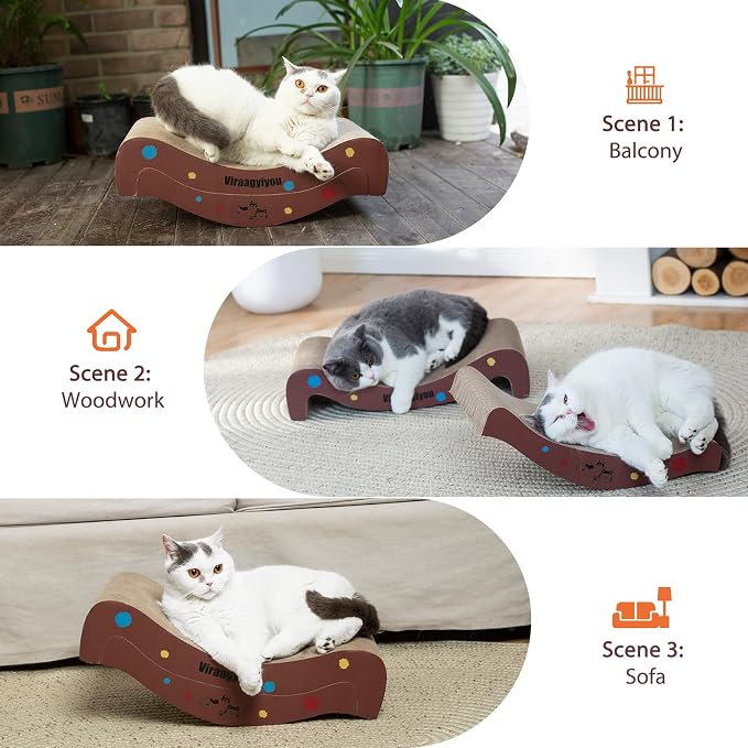 Cat Scratcher, 2 in 1 Corrugated Cat Scratch Board Lounger for Scraching & Napping, Cat Scratchers for Indoor Scratch Pad Couch Cardboard as Cat Bed & Furniture Protector from Cat Claws, 19.68 Inch - Image 5