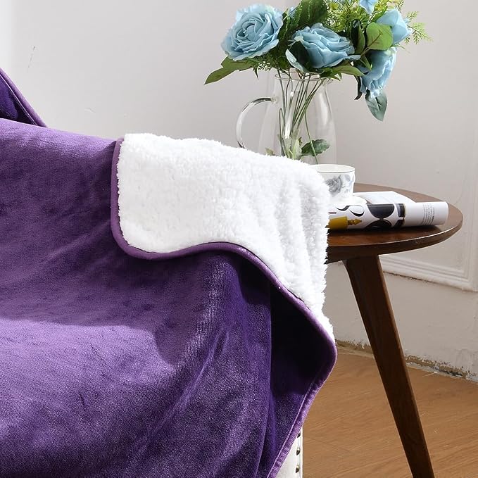 Waterproof Blanket for Bed Couch Sofa, Soft Liquid Pee Proof Pet Blanket for Dog Puppy Cat, Reversible Sherpa Fleece Furniture Protector (Dark Purple, 30x40 inches) - Image 5