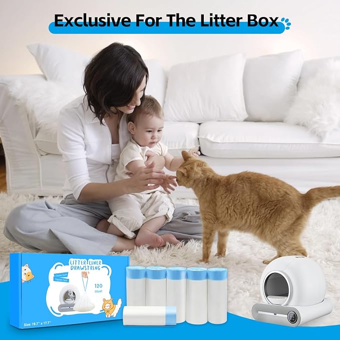120count Automatic Litter Box Bags for Cat High-Density Polyethylene Compatible with MeoWant MW-SC01 MW-SC02 1.5 Mil Thick 22 lb Max Disposable Heavy Duty Scent Free - Clear 17.7 x 19.7 - Image 7