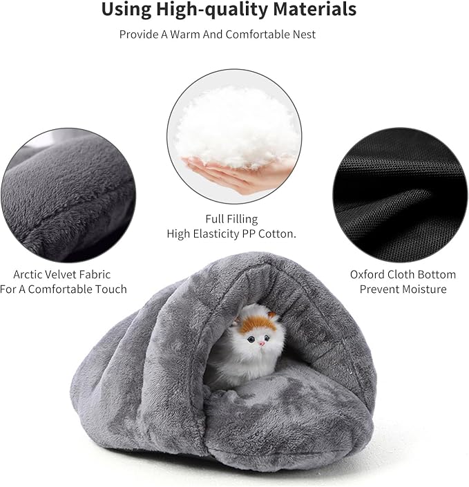 PETCUTE Warm Cat Cave Beds for Indoor Cats, Super Soft Cat Beds with Hooded Cover, Short Plush Covered Sleeping Cozy Pet Bed for Puppies and Cats,Cat House with Removable Washable Cushion - Image 5