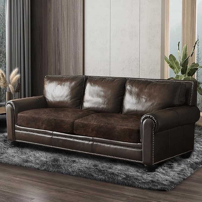 ANARACHON Leather Look Couch Cushion Covers Sofa Seat Slipcovers Sets Couches Furniture Protector for Sectional Armchair Loveseat Pets Kids Stretch Spandex Fabric (2 Cushion Sofa, Brown) - Image 8