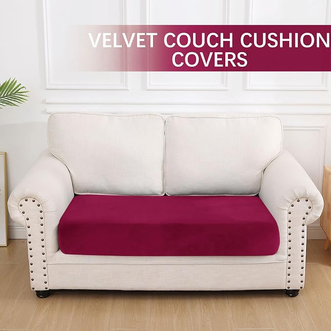 hyha Velvet Couch Cushion Covers, Sofa Covers for 2 Cushion Couch Washable | Soft Plush Sofa Slipcover, Elastic Bottom, Non-Slip Wear Resistant Furniture Protector, Ideal For Pets & Kids, Medium - Image 5