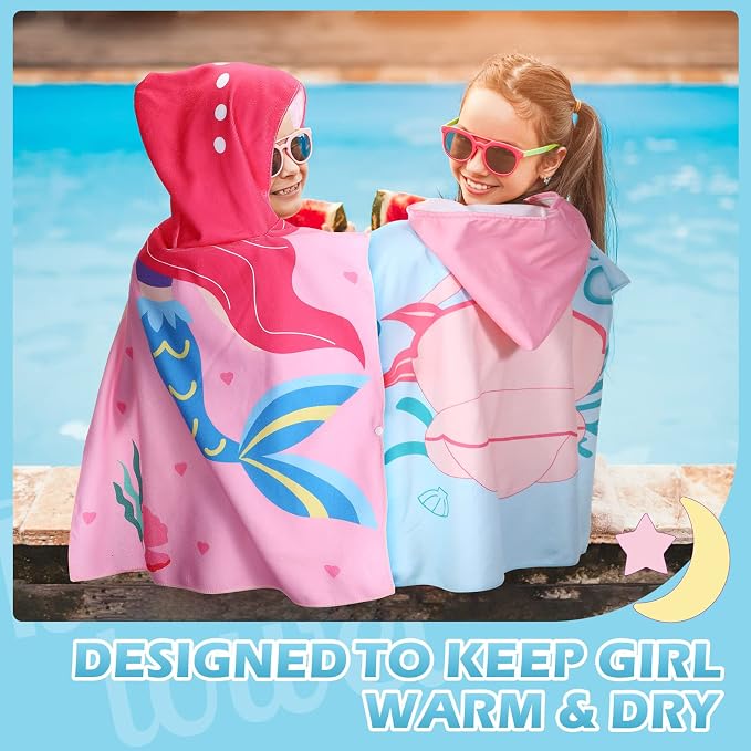 Oudain 6 Pcs Kids Hooded Towel Kids Bath Poncho Towels with Hood Microfiber for Boy Girls Toddler (47 x 24 Inch,Lovely Style) - Image 5