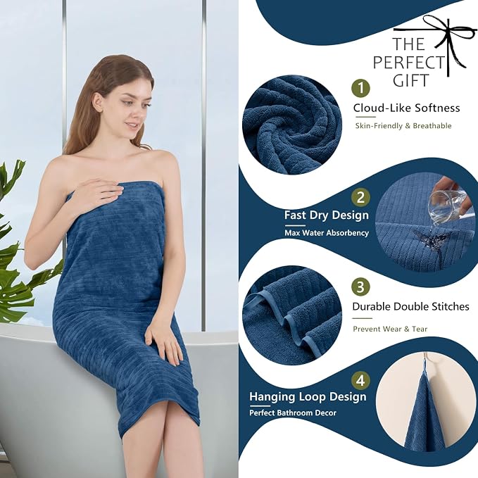 Extra Large Bath Sheet Set of 4,Ultra Soft Fluffy Towel,35”x 70”Oversized Bath Towel Set,Premium Microfiber Bathroom Towel Set Highly Absorbent Quick Dry Shower Towel for Bathroom,Hotel,Spa (Navy) - Image 2
