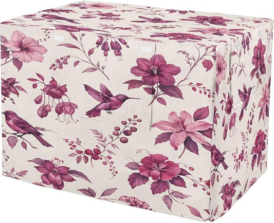 Exotic Flowers Birds Dog Crate Cover 600D Oxford Pet Kennel Cover with Mesh Window for Dog Cages, Windproof Waterproof Machine Washable, 42"x28"x30" by Unknown