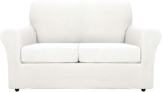 MAXIJIN 3 Piece Couch Covers for 2 Cushion Couch Super Stretch Loveseat Slipcover Dogs Pet Proof Fitted Furniture Protector Spandex Non Slip Sofa Love Seat Cover Washable (Loveseat, White) … by MAXIJIN
