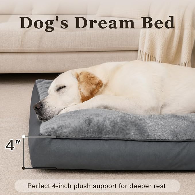 NUPIDA Waterproof Dog Bed for XXL Crate with Washable Cover, 47x29, Grey | TPU Waterproof Layer, Easy Clean Cover, Soft Plush Surface, Durable Oxford Fabric, Non-Slip Bottom, For Extra Large Breeds - Image 4