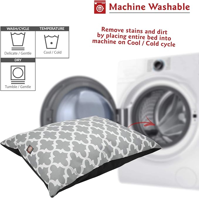 Majestic Pet Rectangle Medium Dog Bed Washable – Non Slip Comfy Pet Bed – Dog Crate Bed Super Value Pillow Dog Bed – Dog Kennel Bed for Sleeping - Dog Bed Medium Breed 35 x 28 Inch – Trellis Gray - Image 5