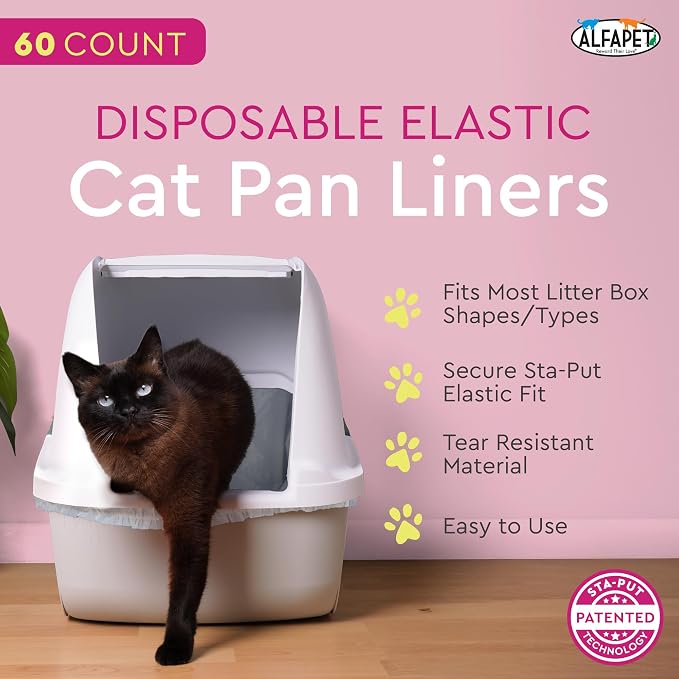 Cat Litter Box Liners Alfapet heavy duty Extra Giant 60 Count - Tear-Resistant Cat Litter Bags - Waterproof Litter Liners - Fits Litter box Pan Sizes XL, Giant, X-Giant, 37" x 18", 20 lb Capacity - Image 2