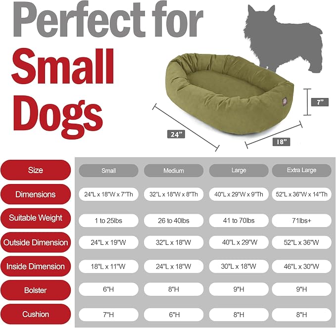 Majestic Pet 24 Inch Suede Calming Dog Bed Washable – Cozy Soft Round Dog Bed with Spine Support for Dogs to Rest Their Head - Fluffy Donut Dog Bed 24x19x7 (Inch) - Round Pet Bed Small – Sage (2025) - Image 3