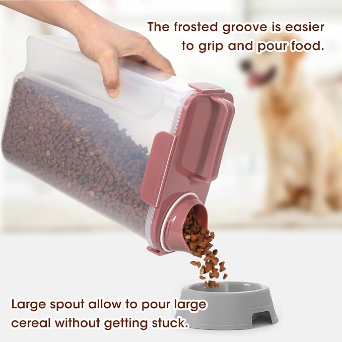 TBMax Portable Dog Food Storage Container 5 to 7 Lbs, Airtight Cat Food Container with Large Spout & Cup, Pet Food Storage Dispenser for Small Animal Kibble Storage, Dog Treat Bird Seed Container - Image 3