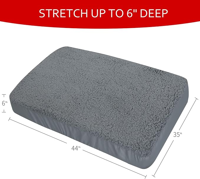 Dog Bed Covers Soft Plush Replacement Washable, Waterproof Pet Mattress Bed Liner Grey 44x35 Inches, for Dog/Cat, Cover Only - Image 6