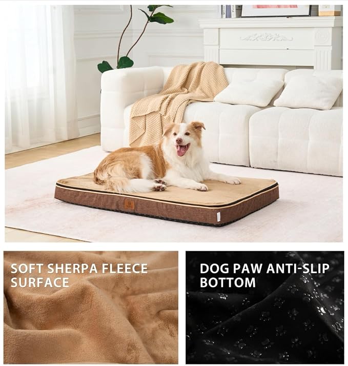 LIROCE Washable Dog Bed Cover Replacement, XL Wrap-Around Zipper Cover for Orthopedic Memory Faom Dog Bed (41x27x4 inches), Brown - Image 3
