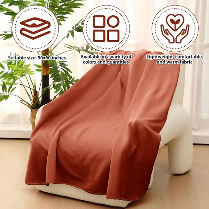 Newwiee 48 Pcs Bulk Fleece Throw Blankets 50'' x 60'' Oeko-tex Standard 100 Certified for Outdoor Wedding Guest Blankets Donation Homeless Sleepover Lap Pet Sofa, All Seasons Use (Reddish Brown) - Image 6